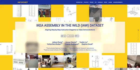 Homepage for Ikea Assembly In the Wild (IAW) dataset